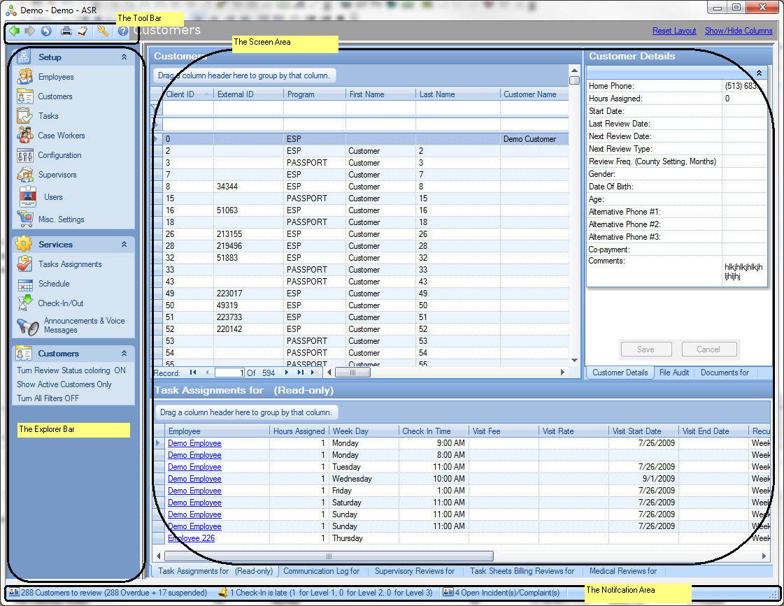 ASR Main Window Overview